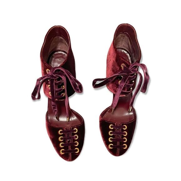 Jimmy Choo Velvet lace-up Tie Heels |Size:IT38| - Picture 10 of 12